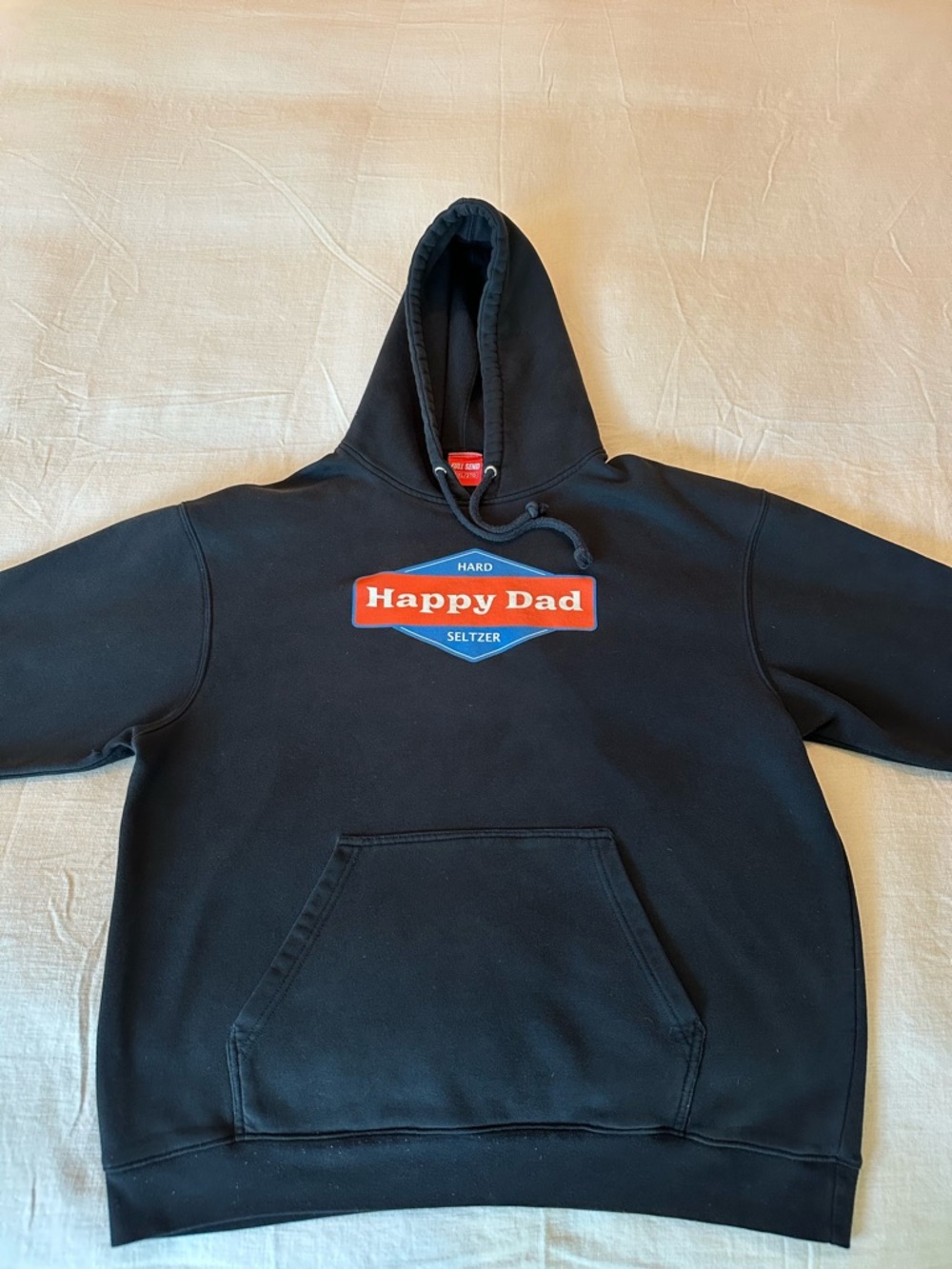 Happy Dad Graphic Black Hoodie - Men's Pullover Hooded Sweatshirt